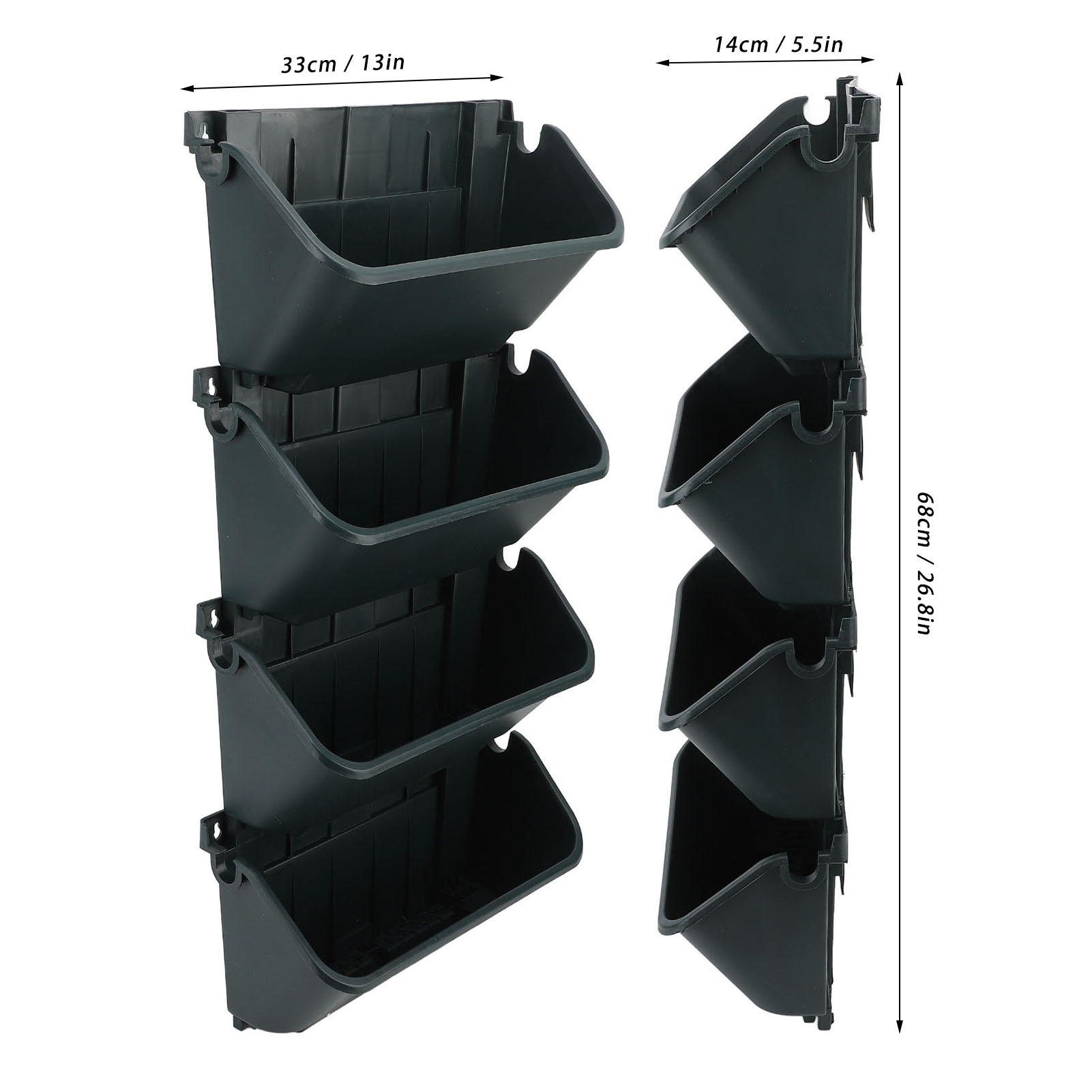 4-pot verticale tuinmuurplantenbak voor het kweken van bloemen/groenten of andere verschillende soorten planten Ademend/ruimtebesparend