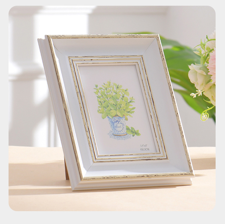 European and American Retro Photo Frame Photo Display Platform Wedding Couple Pictures Frames Home Decor: 5 inch / Dark Khaki