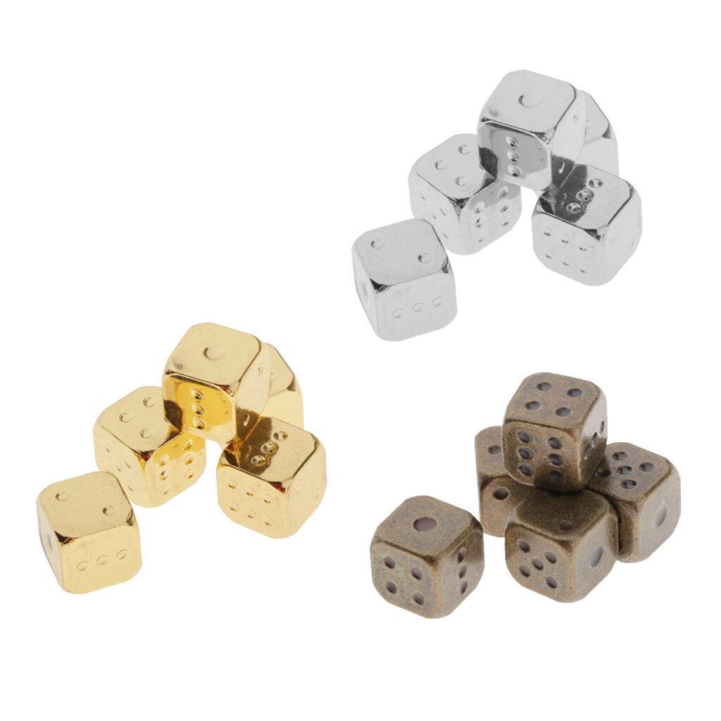 Juego de dados de 6 lados con tono metálico, 5 uds., dados de colores con Pips dorados, dados de esquina redonda, dados de juego de rol, accesorios de Mahjong