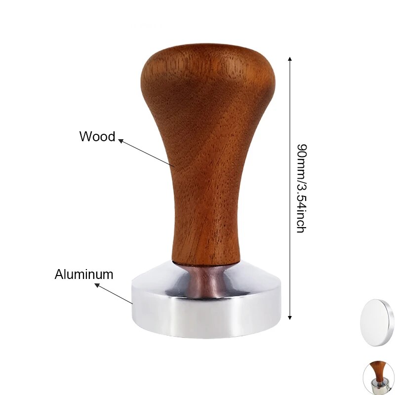 51mm 53mm 58mm espresso tamper koffie barista platte koffie tamper met houten handvat: 51mm