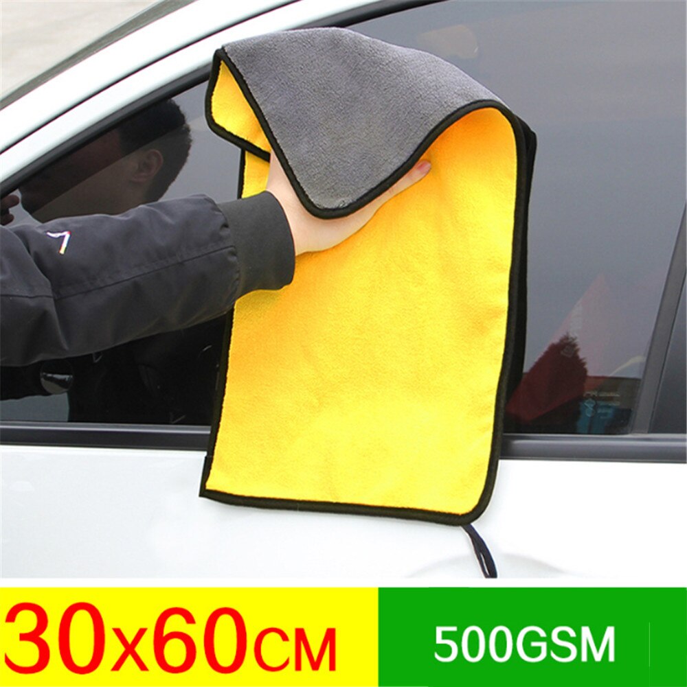 Super absorbant lave-auto microfibre serviette voiture nettoyage séchage tissu grand ourlet voiture soin tissu détaillant serviette 30*60: 30x60cm 500GSM