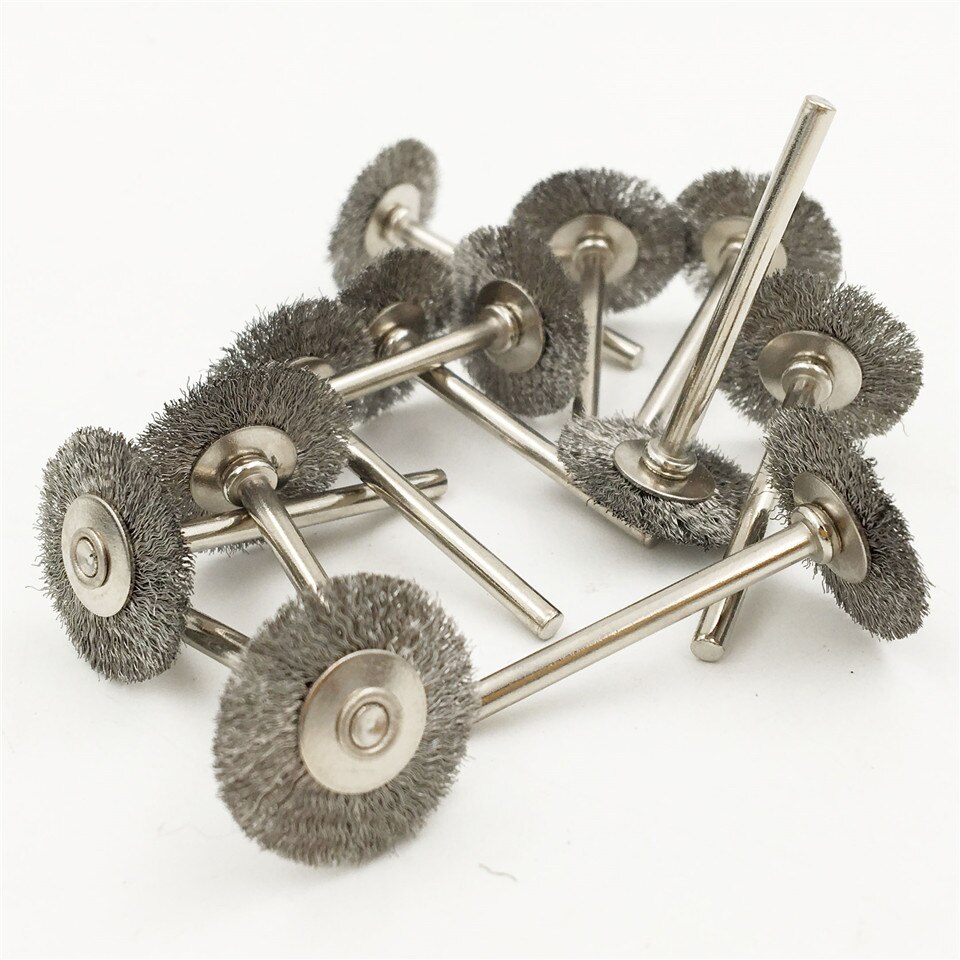 GOXAWEE 100pcs For Dremel Rotary Wire Brushes Wheels Set 3.0mm Shank For Dremel Accessories Wood Metalwoking Tools