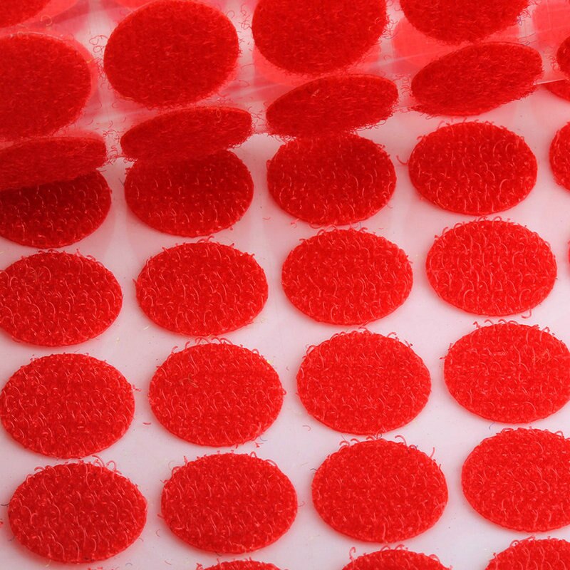 POLKA DOT Velcro Velcro tape adhesive tape self-adhesive tape small DOTS, tear-pull tape Hook Loop 50Pairs 100Pairs: 10mm  red 100pairs