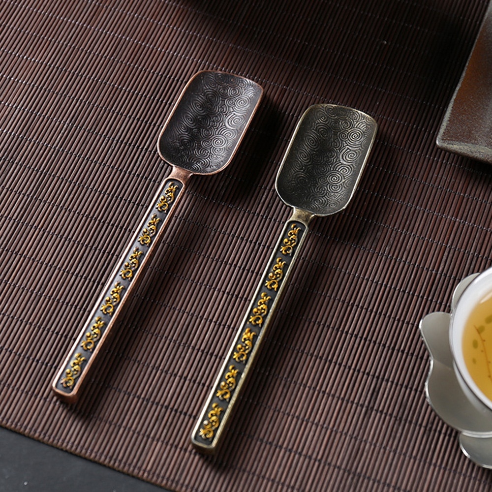 Brons Chinese Theelepel Chinese Groene Thee Lepel Bladeren Chooser Houder Thee Accessoires Tool Voor Chinese Kongfu Thee