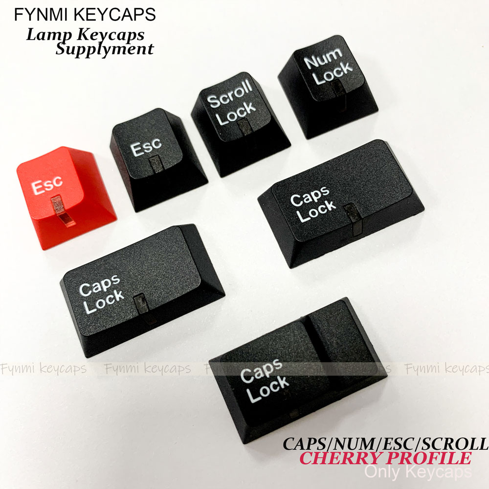 Red Esc Fynmi Bow Wob Caps/Num/ESC/Scr Cherry Profile PBT Lamp keycap for mechanical keyboard: black