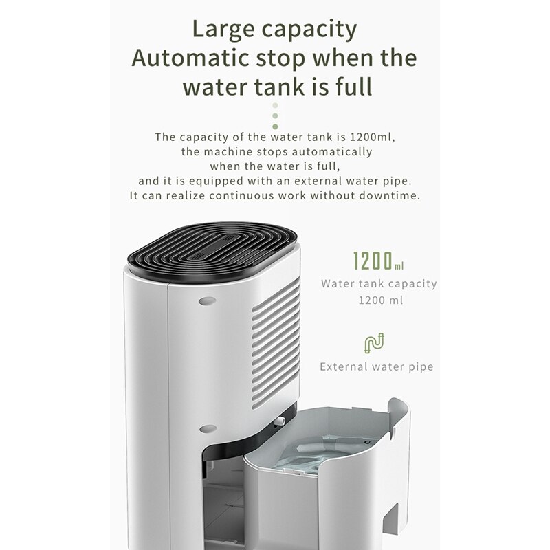 Top Home Dehumidifier Negative Ion Air Cleaner Energy Saving Air Dryer Low Noise 1200Ml Water Tank EU Plug
