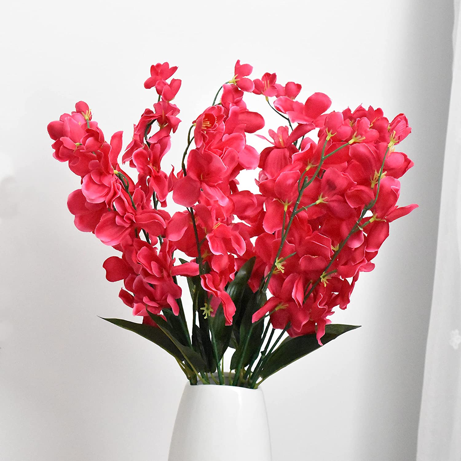 10pcs Artificial Orchids Flowers Blue Long Stems in Bulk for Wedding Home: Hot Pink