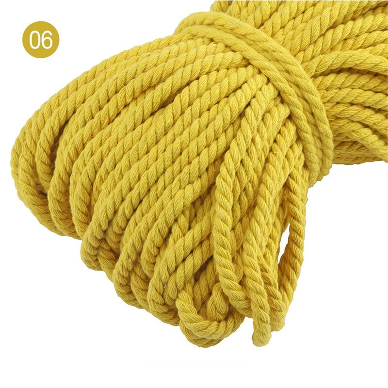 100% Katoen 3 Aandelen Twisted Katoenen Koorden 5Mm Diy Craft Decoratie Touw Katoenen Koord Voor Tas Trekkoord Riem 15 kleuren: color 06
