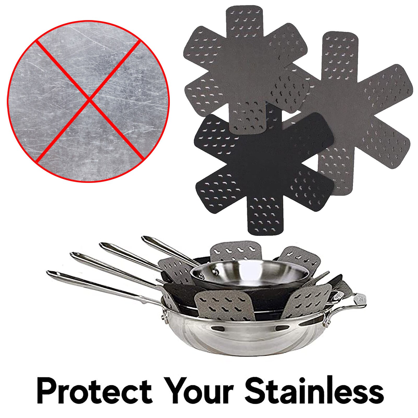 Potten En Pannen Protectors Set Van 3 En 3 Verschillende Grootte Groene Pot Verdelers Pad