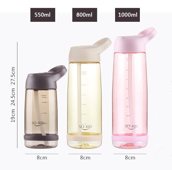 1000ml Water Bottle With Straw Portable Sports Shaker Gym Bottles My Drink Cute Water Bottle Kids Baby Waterbottle Drinkware