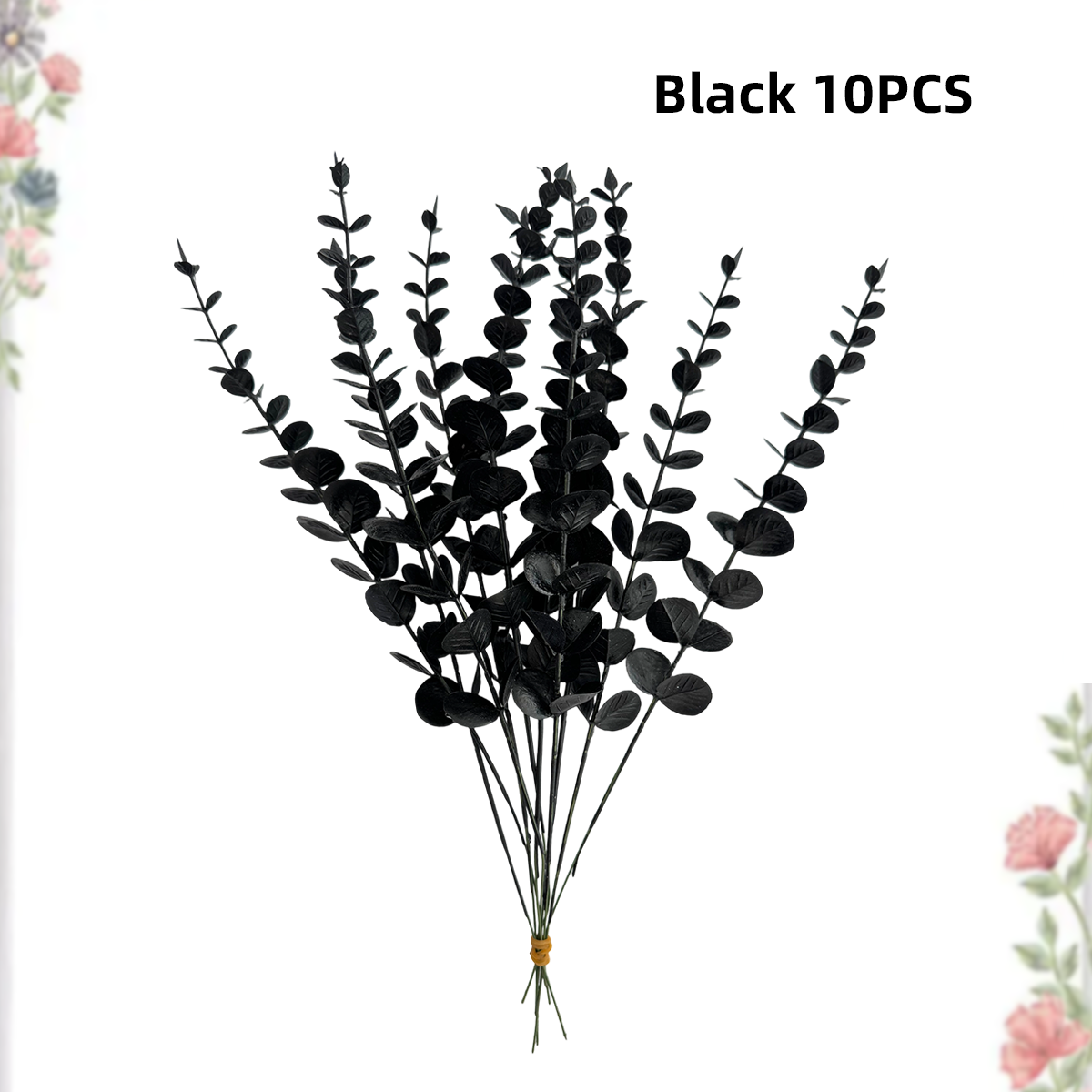 10pcs Artificial Plants-National Saudi Day, Naviad Decor, Fall Decor, Thanksgiving Decor, Party , DIY, Room, Halloween, Wedding: black