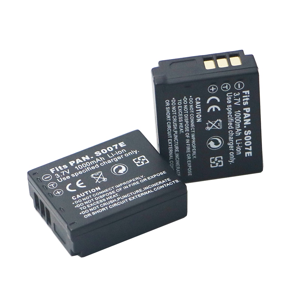 2 Stks 3.7 v 1000 mAh CGA-S007 CGA CGR S007E S007A BCD10 Batterij voor Panasonic DMC TZ1 TZ2 TZ3 TZ4 TZ5 TZ50 TZ15 Batterijen bateria