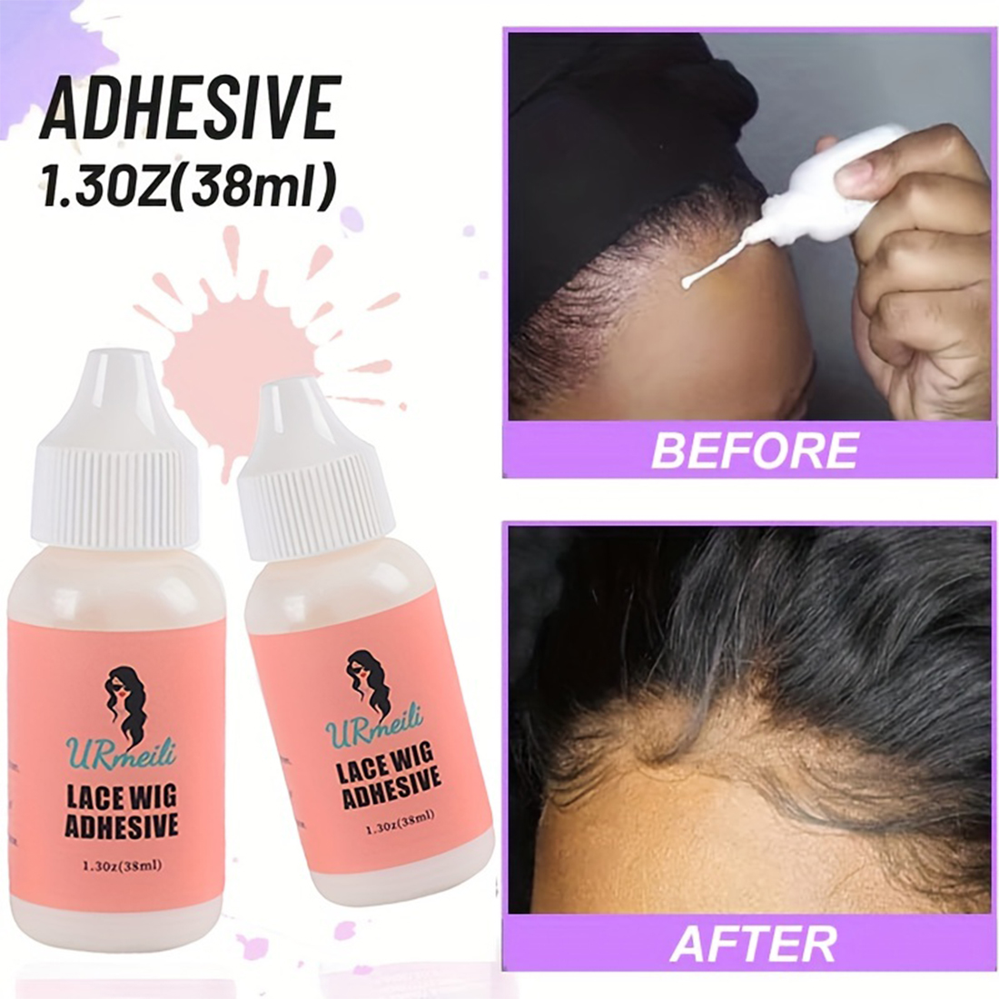 Spray de colle pour perruque Lace Front, 4 pièces, Spray de fusion de dentelle et Spray de liaison de dentelle, Kit de colle pour cheveux