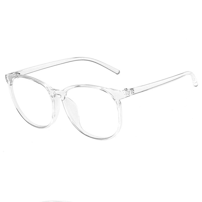 Oversized Round Horn Rimmed Eye Glasses Clear Lens Oval Frame Anti-Blue Anti Eyestrain Headache for Reading/Gaming LL@17: White