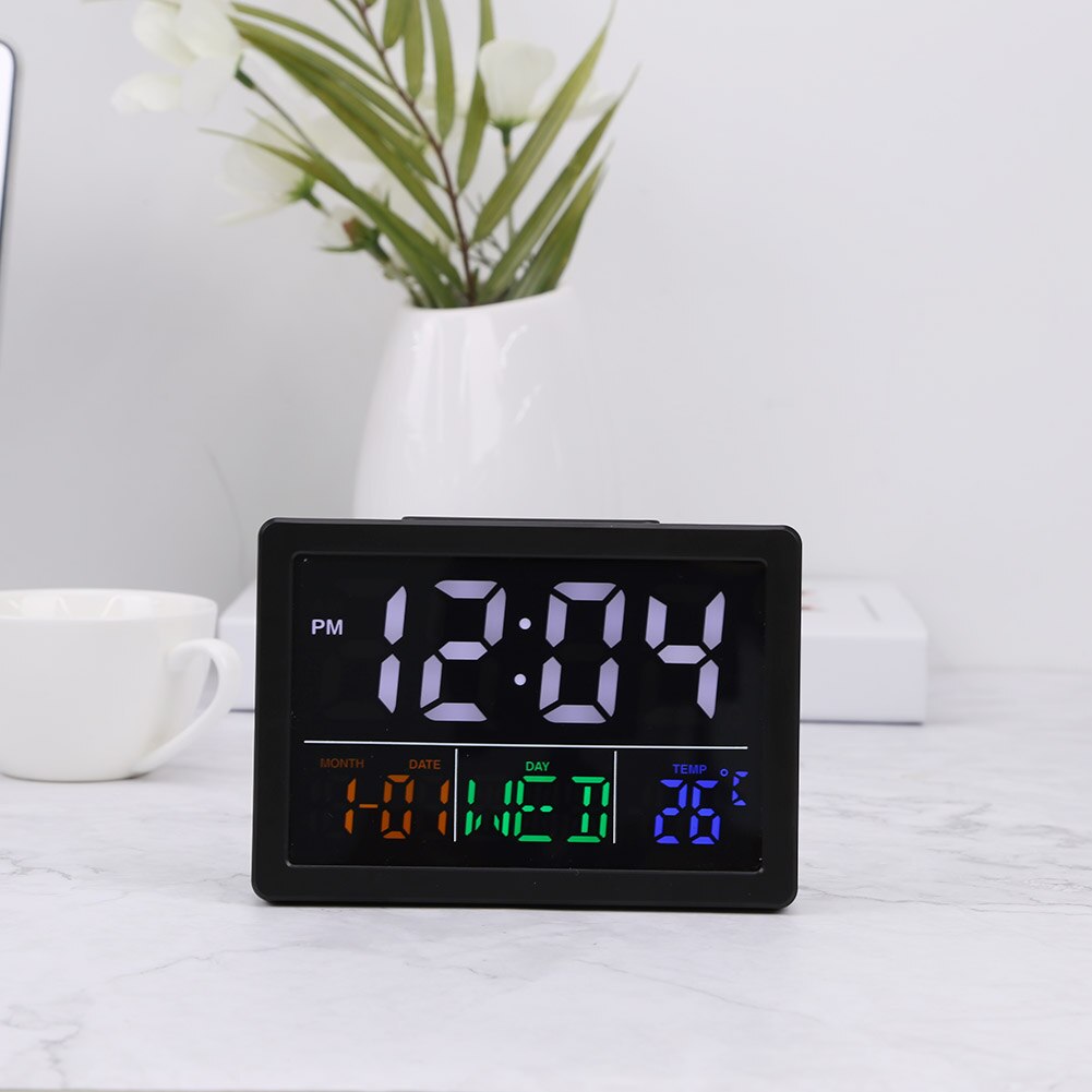 Electronic Alarm Clock Digital Screen Display Thermometer Hygrometer Date Weather Station Clock 13.5x9.5x2.2cm