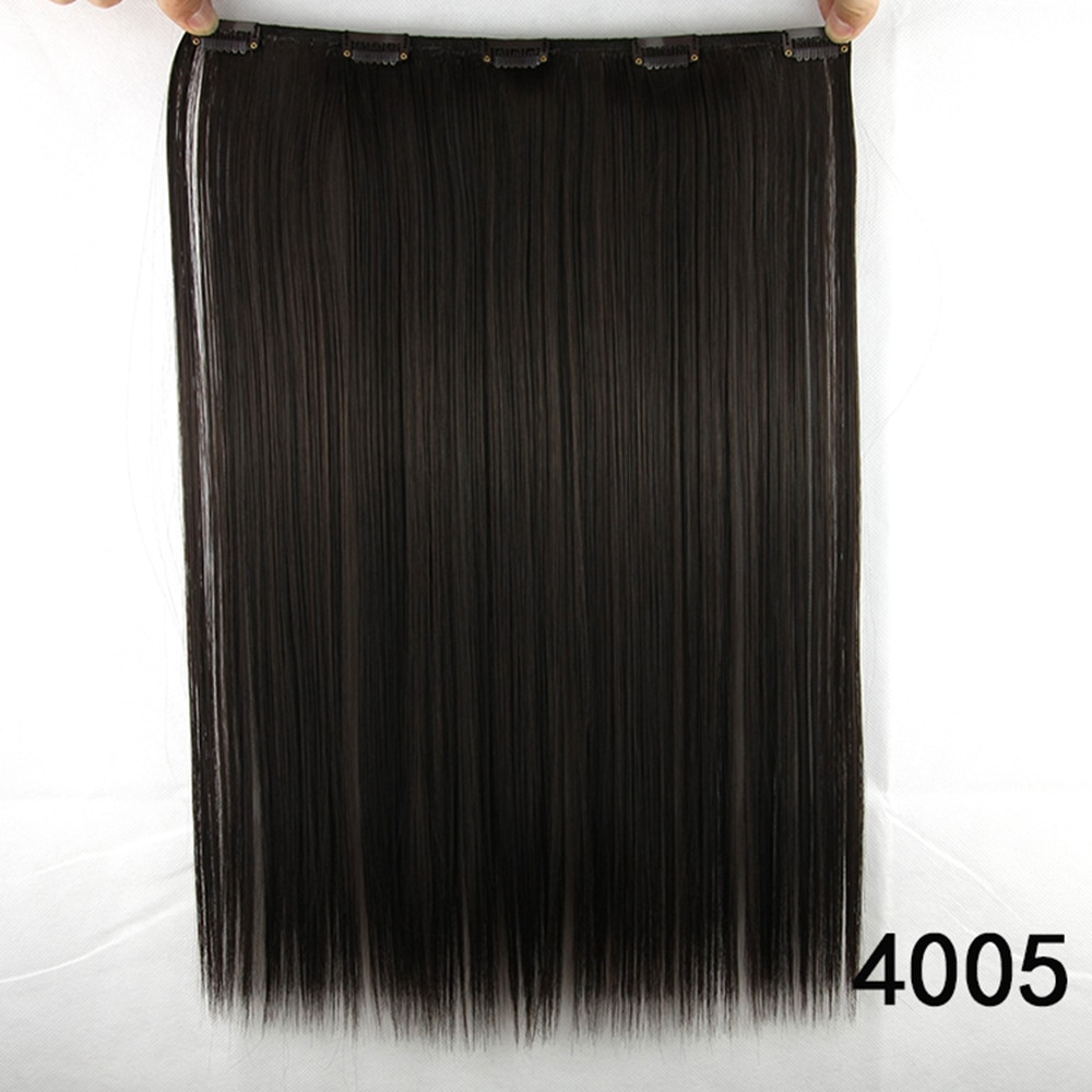 Soowee-extensiones de cabello sintético para mujer, 5 Clips de fibra de alta temperatura, 18 pulgadas, largo y liso: 4/30HL