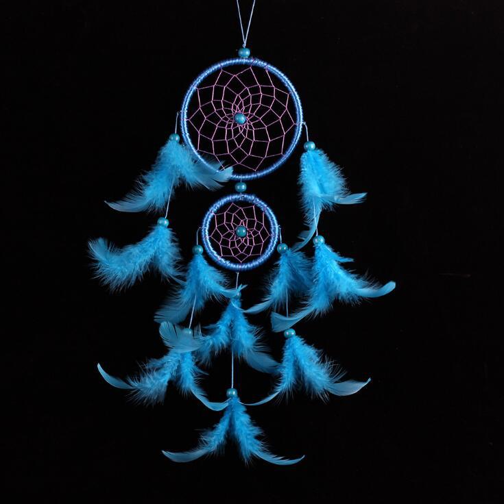 atrapasueños decoración de la habitación tejido de plumas atrapar el ángulo del sueño atrapasueños campanas de viento mascota religiosa de estilo indio: Amarillo claro