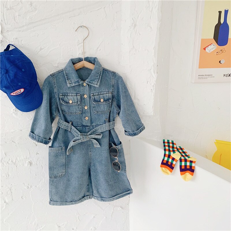 MILANCEl 2020 autunno nuovo bambini dei camici del denim di modo dei ragazzi vestiti girano giù il collare ragazze tuta