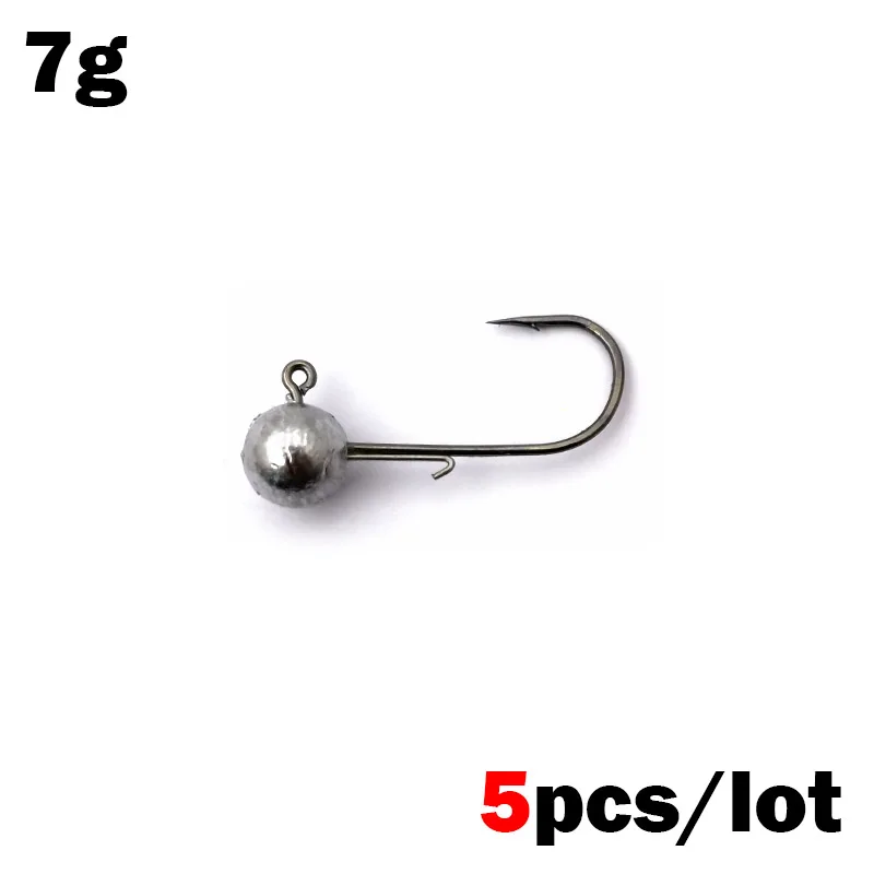 OUTKIT 5 pz NED Testa Maschere Gancio 2.5-14g Sfera Rotonda Jig Testa Gancio Weedless Gambo Lungo Ganci Secondari per La Pesca Alla Verme Morbido: Viola