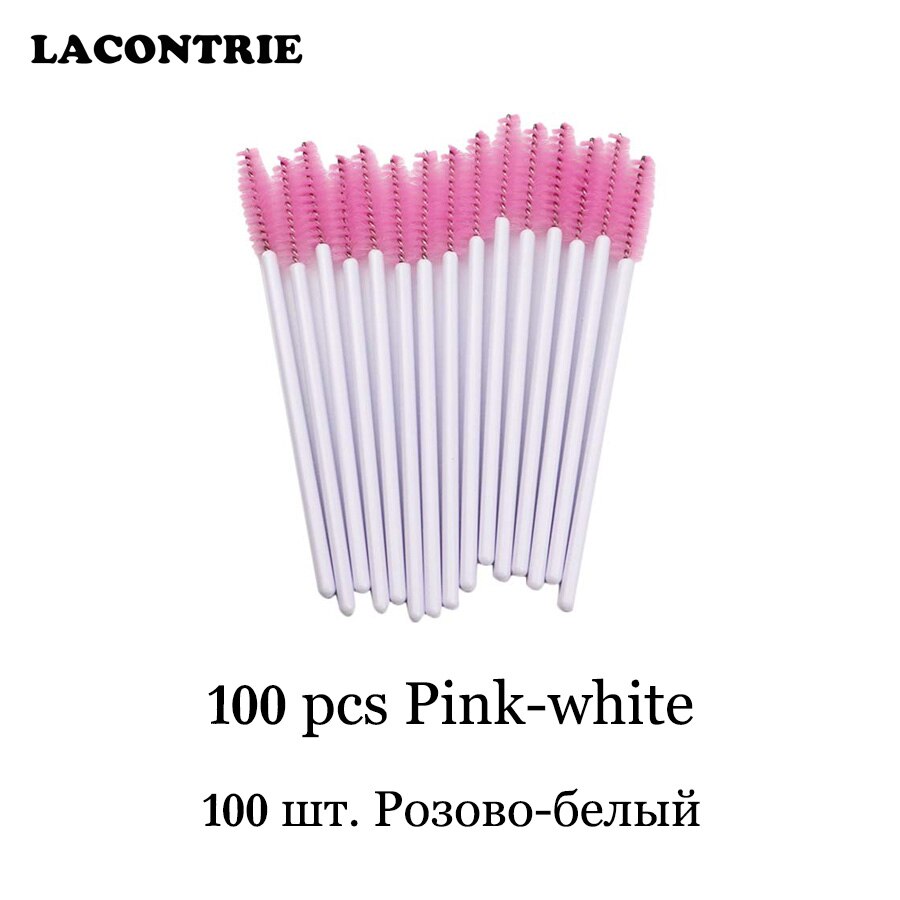 Wimpers Cosmetische Borstels Voor Wimper Extension Wenkbrauw Applicator 50/100 Pcs Individuele Wegwerp Lash Lash Lift Borstels: 100pcs Pink-white