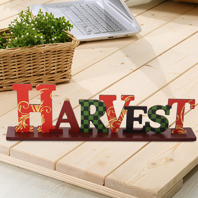 Herfst Thanksgiving Houten Ornamenten Oogstfestival Pompoen Thanksgiving Party Scene Sfeer Layout Interessant Creativ: Licht Groen