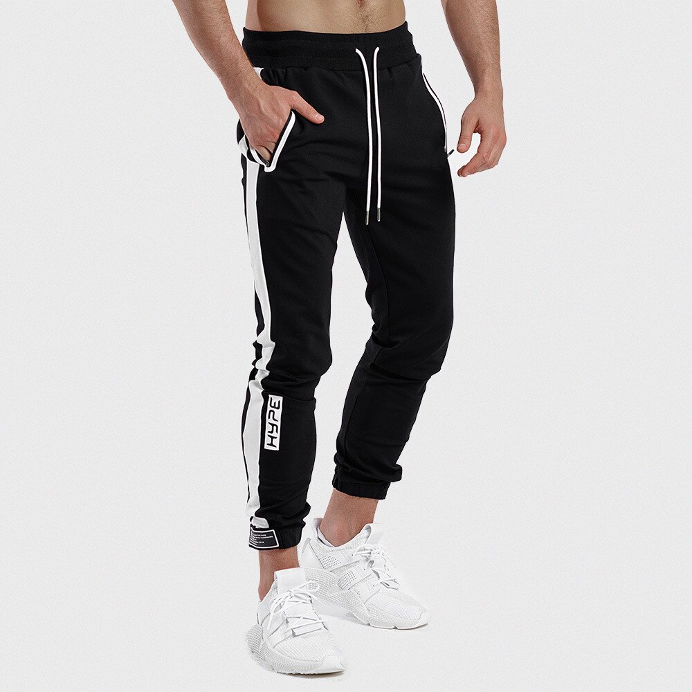 Jogger Sweatpants Men Casual Patchwork Pants Gyms Fitness Workout Sportswear Trousers Autumn Male Cotton Trackpants Pencil pants: XXL / Black