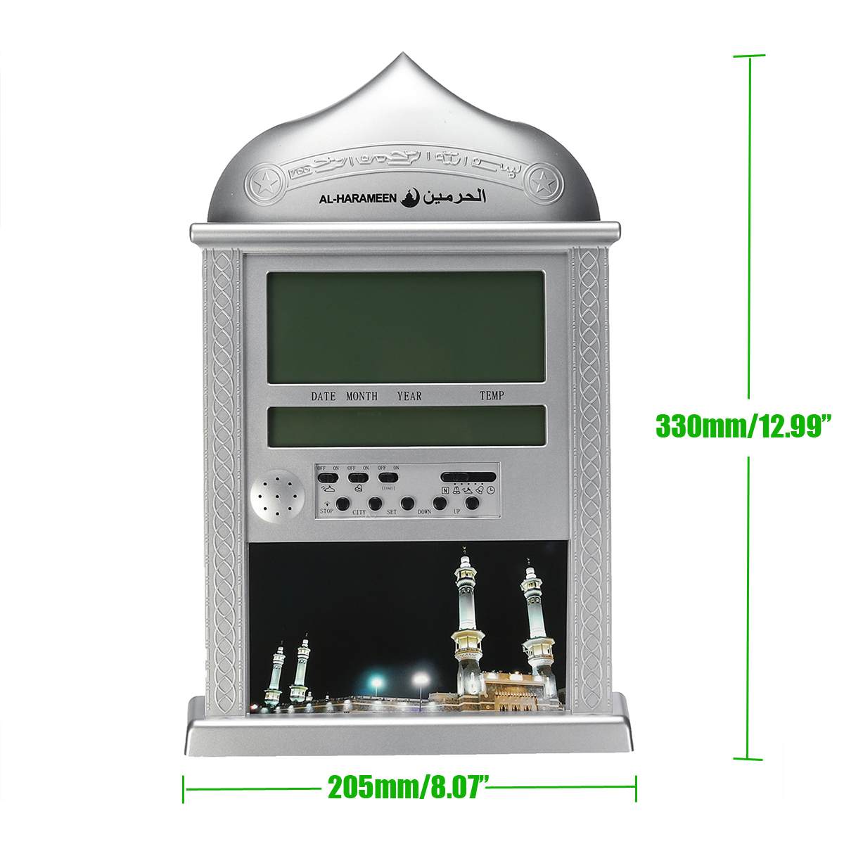 Muslim Prayer Azan clock All Prayers Full Azans 1150 cities Super Azan clock LCD Automatic Islamic Alarm Wall Clock