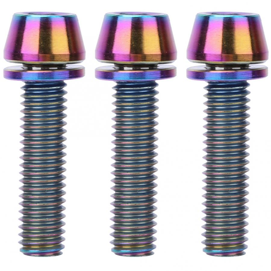Pack de 3 tornillos para eje de bicicleta, de aleación de titanio, para manillar y sillín de bicicleta, Freno de disco de ciclismo: Colorful M5x20mm