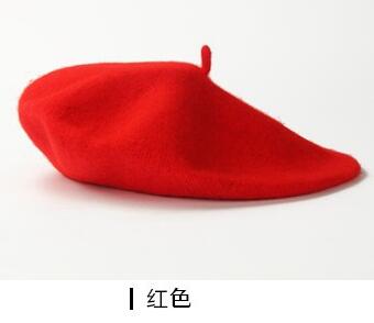 dame vårvinter basker lue malerstil lue kvinner ull årgang basker ensfarget lue damepanser varm ganglue: Rød