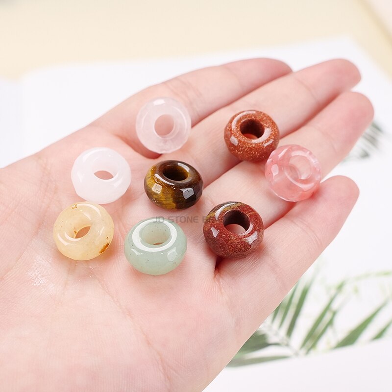 10 pz/lotto sfaccettato naturale grande foro agata perline abaco pietra naturale dimensioni 13x7mm per la creazione di gioielli collana foro 6mm all'ingrosso