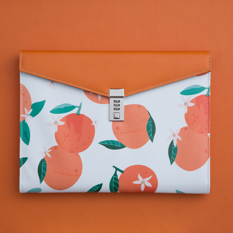 A4 PU Leather Password Lock Document Bag Manager File Folder TPN086-1