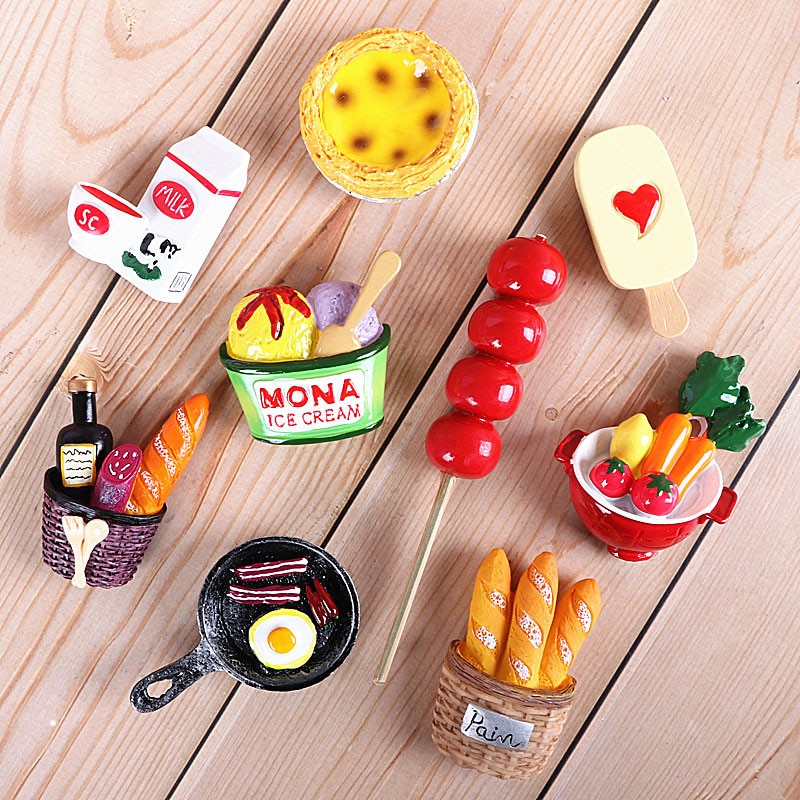 Bionische voedsel koelkast magnetische pasta melk pan ei brood tomaat koelkast plakken bericht stok magneet knop home decoratie