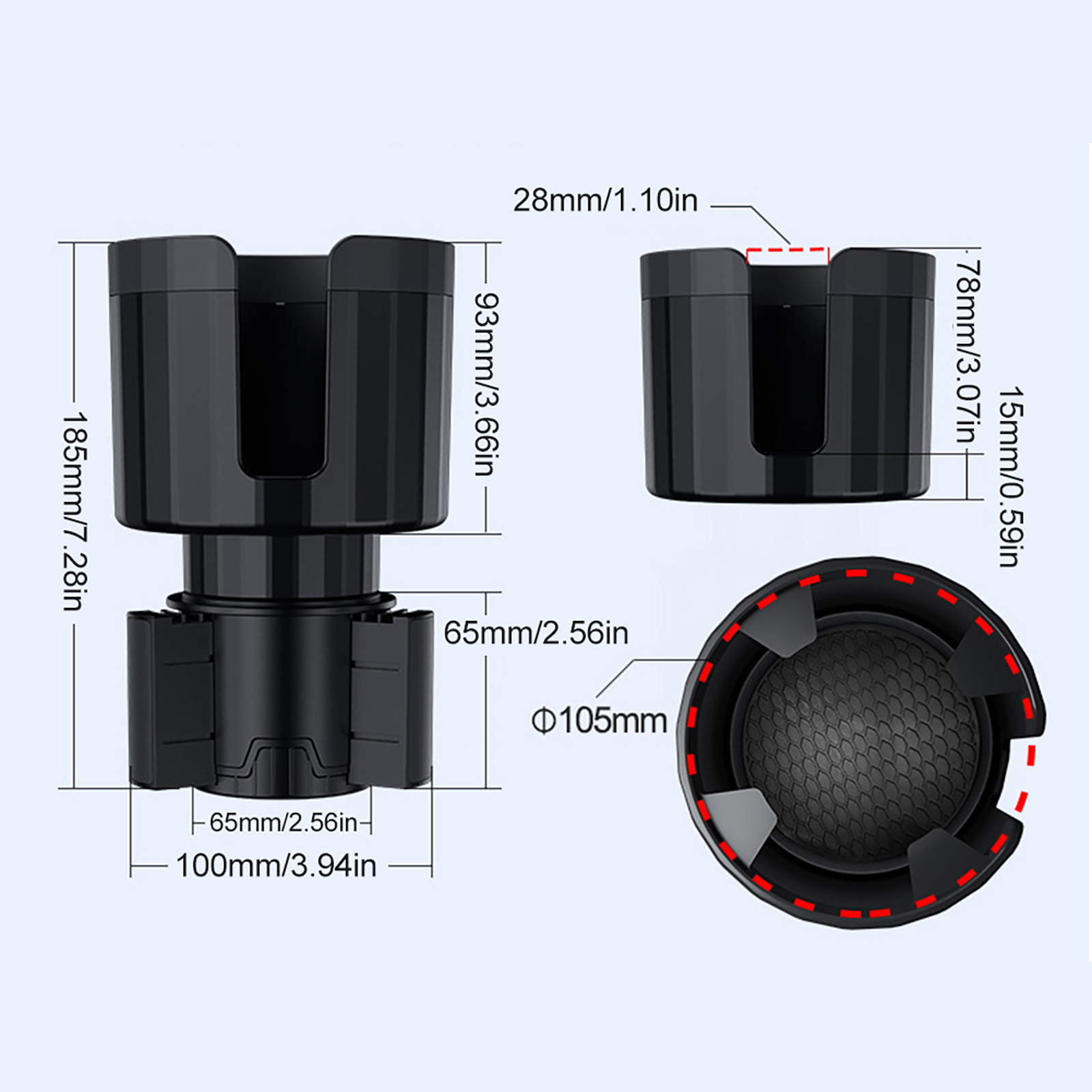 Grande carro Cup Holder Expander com base ajustável, Cup Holder Adapter, Multipurpose Bottle Cup Organizer, Acessórios de armazenamento