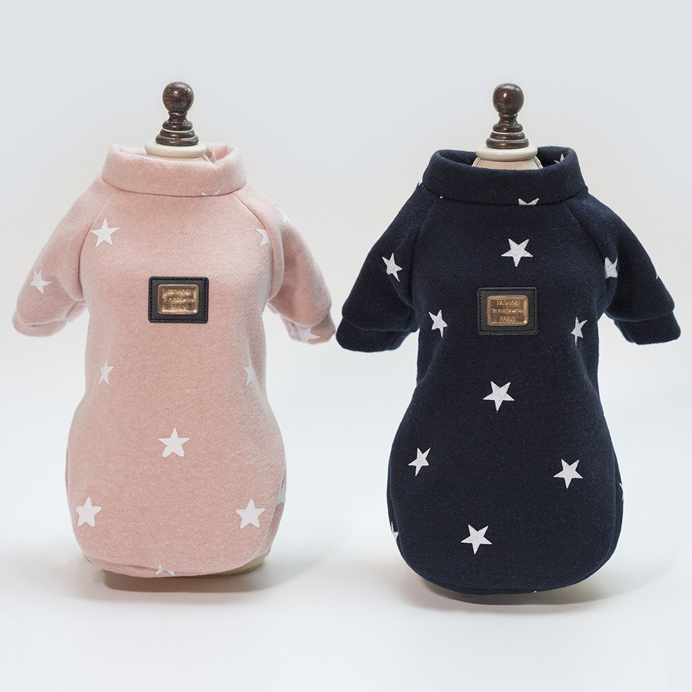 Sudadera de algodón con estampado de estrellas para mascota, suéter para perros pequeños, gatos, niño y niña, cuello redondo, abrigo suave y cálido para perro, chaqueta, ropa para cachorros