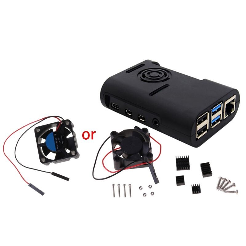 ABS Plastic Case Enclosure with Cooling Fan Heatsinks for Raspberry Pi 4 Model B