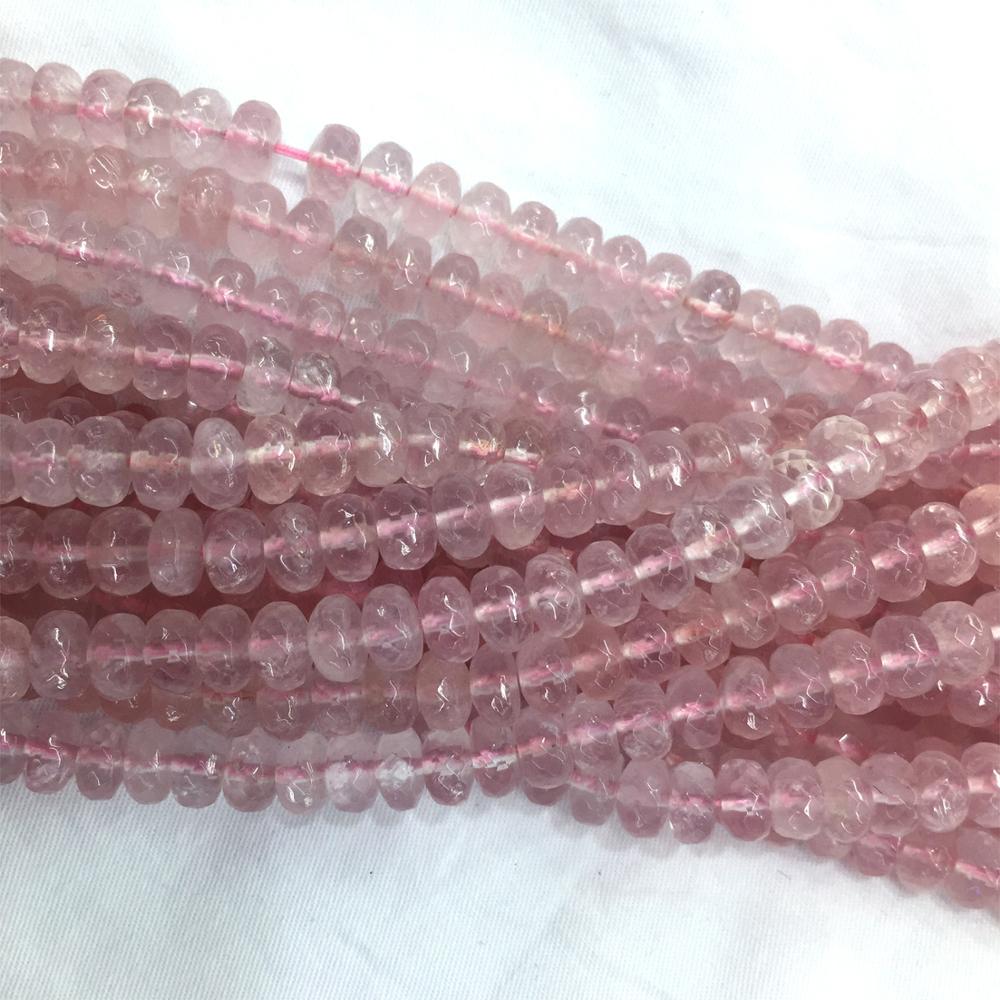 Di alta Qualità Mozambico Trasparente Rosa Quarzo Rosa Allentati di Cristallo Sfaccettato Rondelle Collana Dei Monili Del Braccialetto di Perline 06038