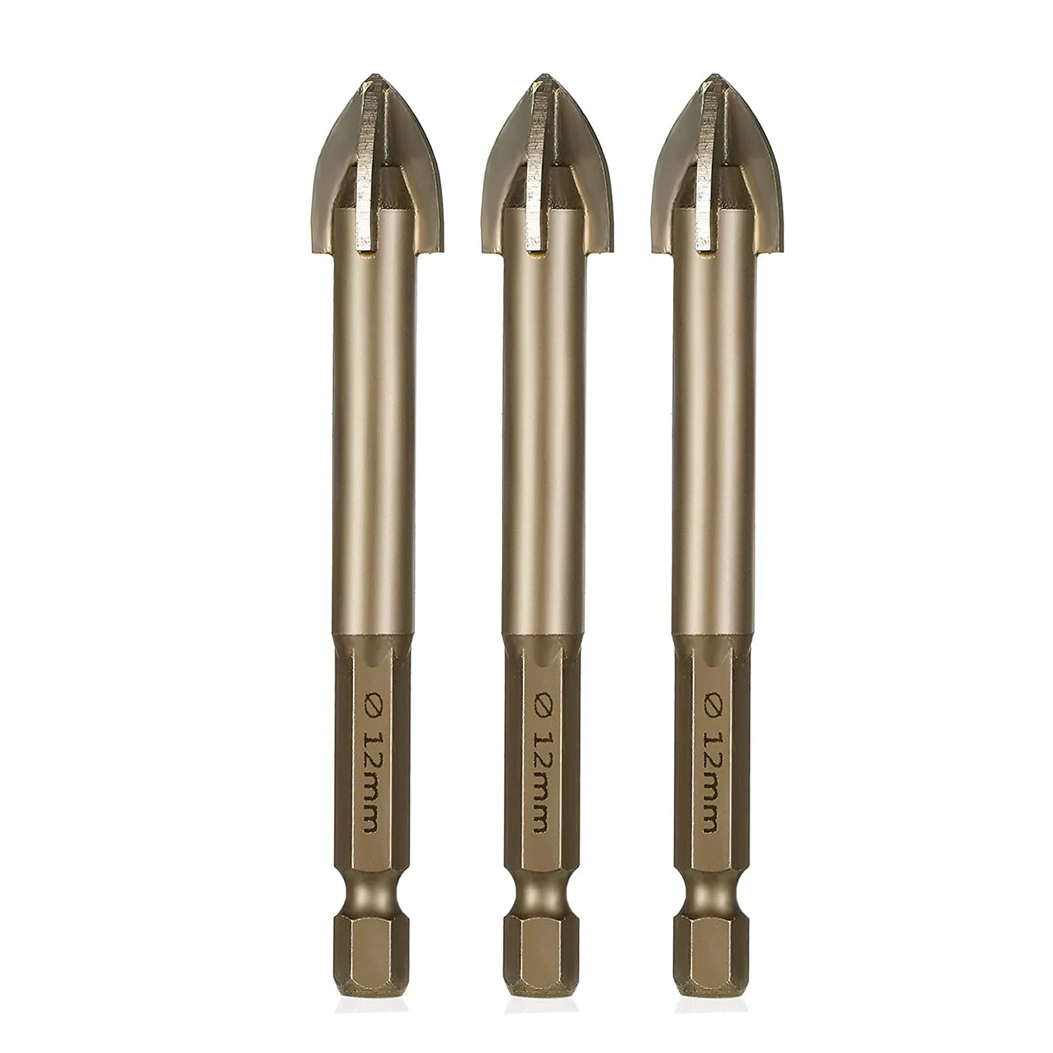 Glas Beton Boor Set Legering Carbide Punt met Snijranden Tegel Glas Kruis Speerkop Hex Keramische Boren Tool: Roze