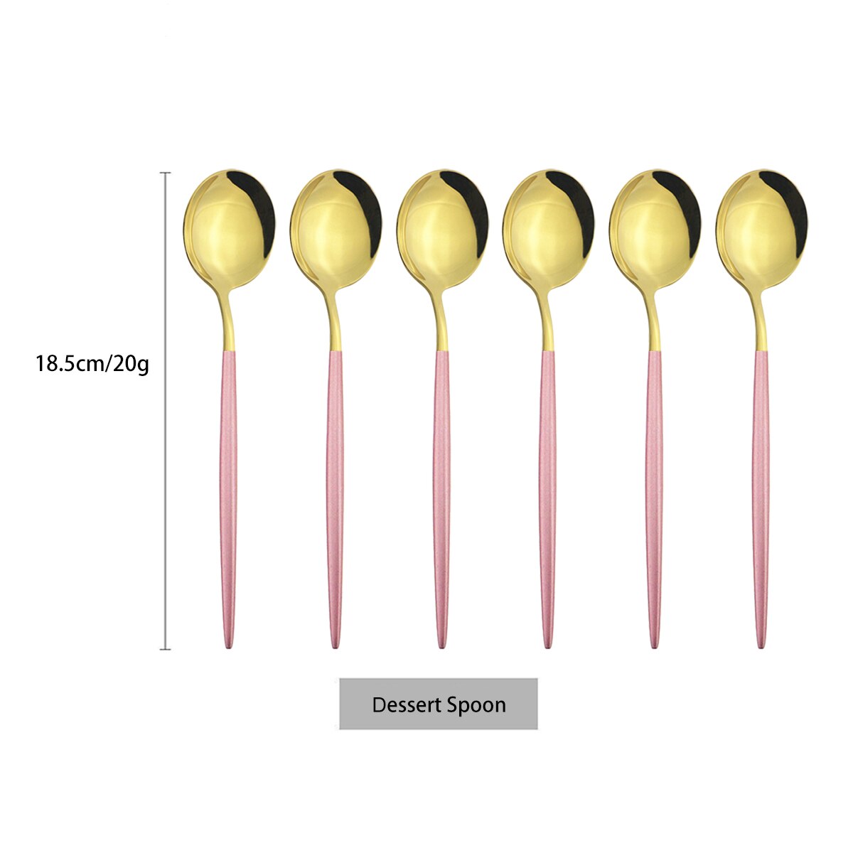 6Pcs/Set Stainless Steel Dinnerware Colorful Dessert Spoon Cutlery Set Dinner Spoon Coffee Spoons Tableware Kitchen Silverware: Pink Gold