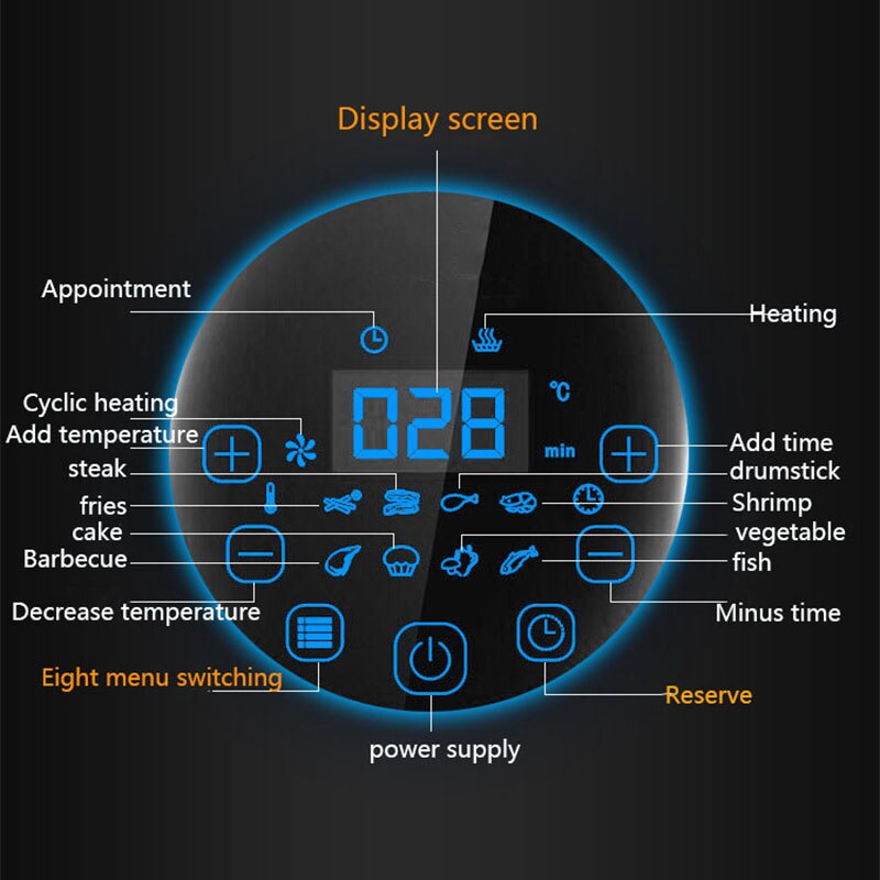 Multifunctional Air Fryer Oil-free Smart Healthy Fryer Pizza Oven Smart Touch LCD Electric Fryer KB3501-1 Kitchen Cooking EB