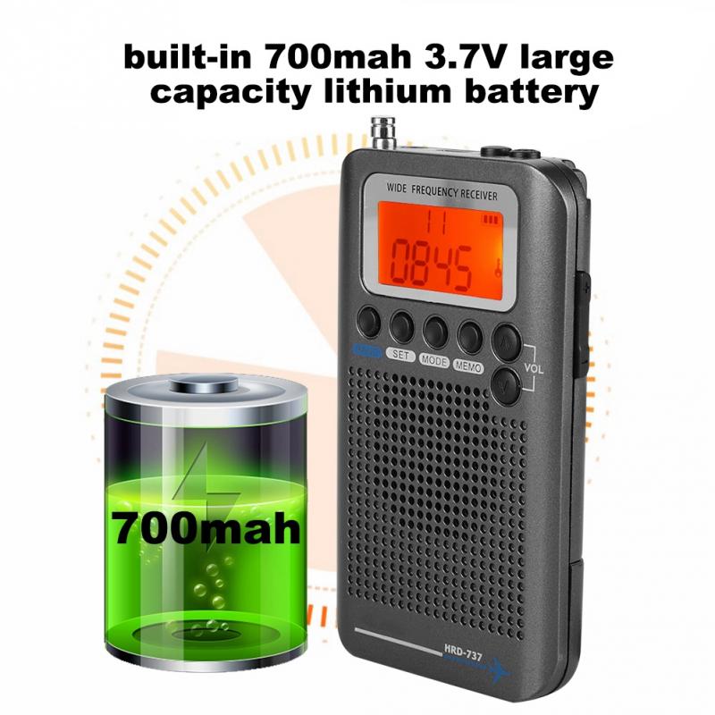 HRD-737 Aircraft Full Band Radio Receiver VHF Band Radio Recorder for AIR/FM/AM/CB/VHF/SW Radio Portable Radio World Band