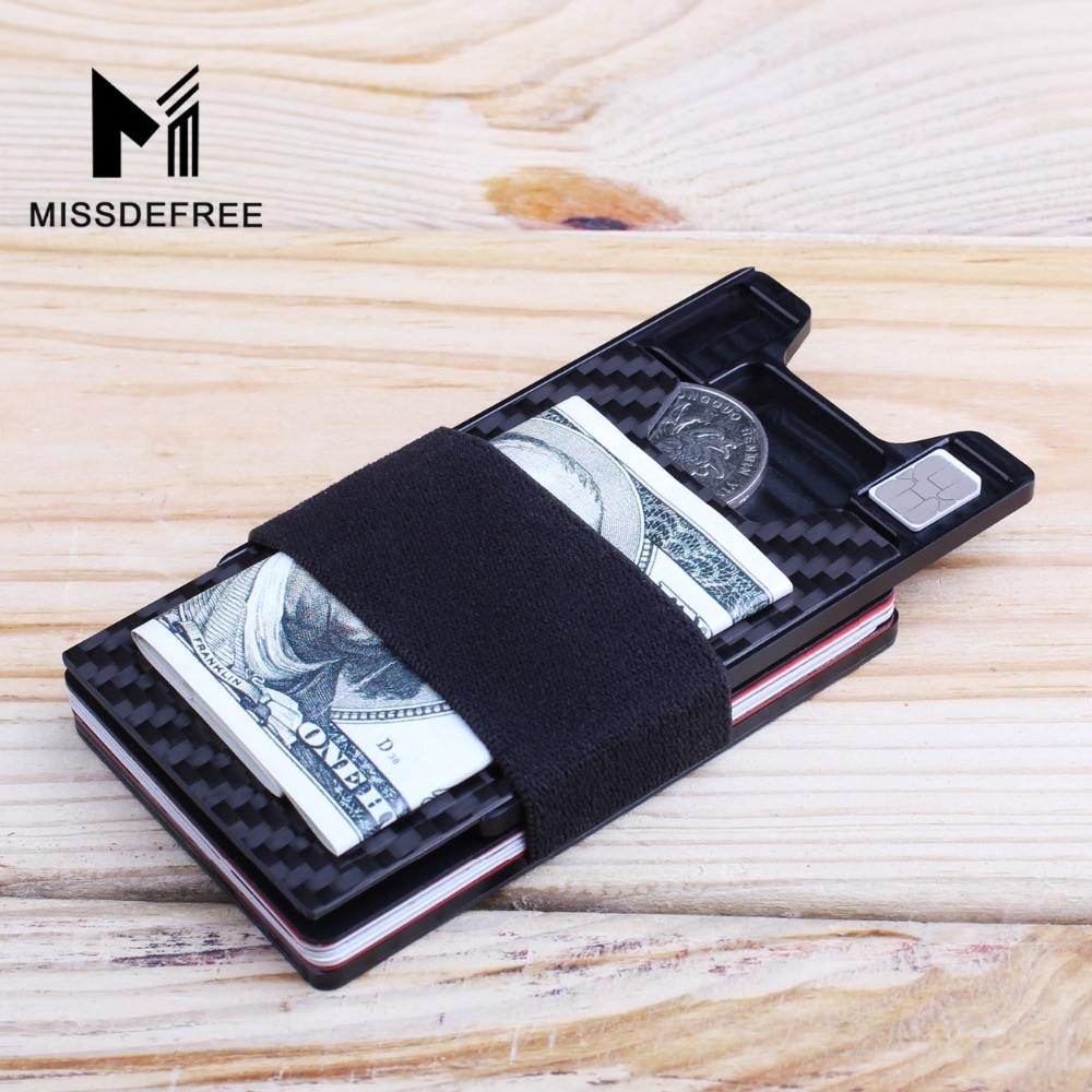 Minimalist Carbon Fiber Slim Wallet for Men & Women Slim Front Pocket Wallet & Credit Card Holder RFID Blocking