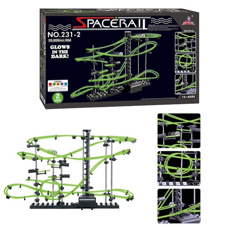 DIY Educational Toys Space Rail Level 2 3 4 Steel Marble Roller Coaster Glow In The Dark Spacerail for Kids Toys: Level 2