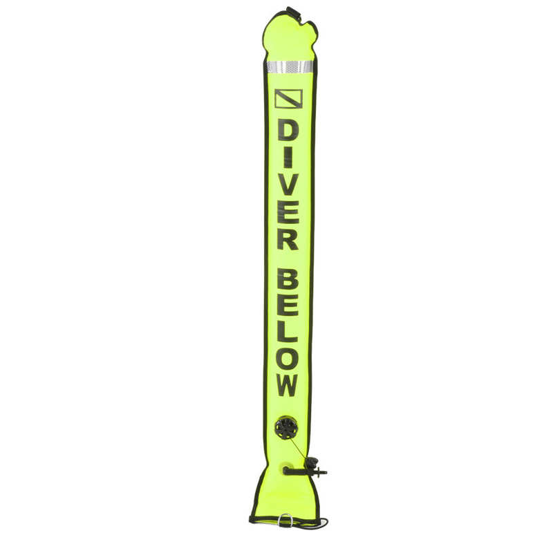 Diving Surface Marker Buoy Diving Inflatable Safety Tube 120x15cm Safety for Diving: yellow-green