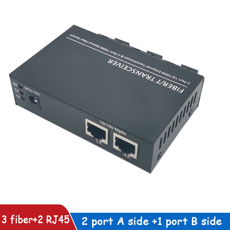 Fibra Optic Fiber óptica Media Converter Reverse POE 100M Fast 3Fo 2Lan Optical Switch Entrada E saida De Fibra ópticapara Cftv: BBB