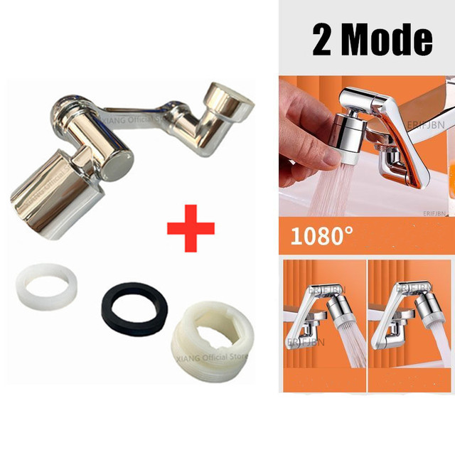 Extensor de aireador de grifo giratorio de 1440 °, modo Dual, filtro de salpicaduras de plástico, grifos, boquilla de burbujeador, brazo robótico para cocina y baño: Rojo