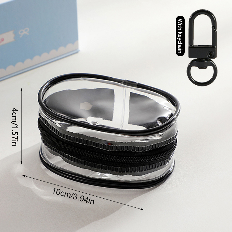 Jewelry Organizer Transparent Storage Box Headphone Pouch Coin Purse Cute Doll Bag Dustproof Case With Keychain
