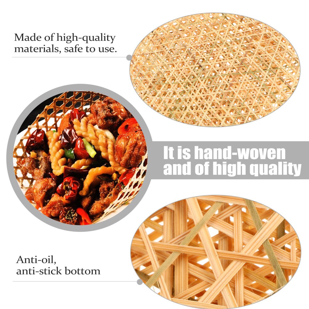 6pcs Cooking Bamboo Mats Liners Mesh Mats Bamboo Fried Dish Mat for Kitchen