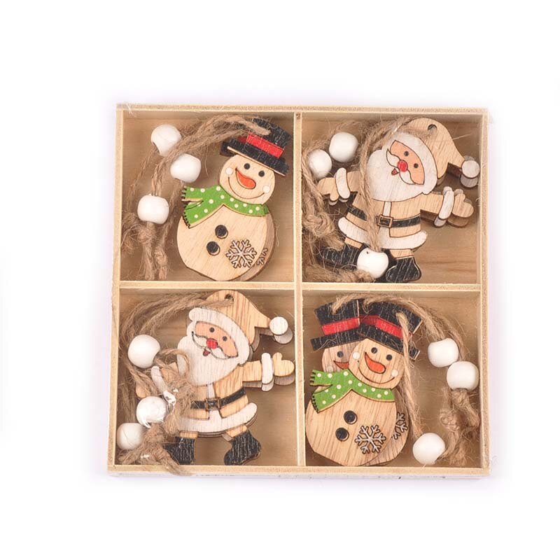 12 stück weihnachtsmann-engel-Stern-holzbastelarbeiten weihnachtsbaum-hängeornamente holzanhänger diy weihnachtsfeier heimdekoration  c2729: 2