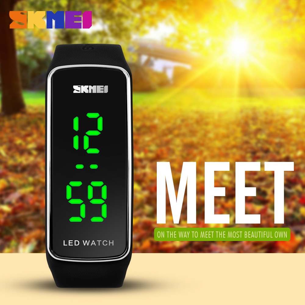 Skmei sport digitale horloges voor dames led digitale waterdichte polshorloges siliconen band complete kalender relogio feminino girl