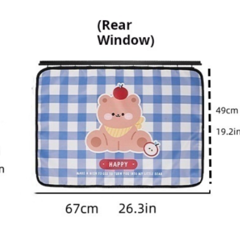 Car sunshade Summer cute cartoon sunscreen heat insulation car curtain track car sunshade: Blue